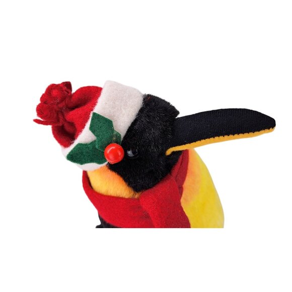 Vintage Christmas Penguin King Plush Toy Scarf Santa Hat Holly 14" Sterling Inc. - Picture 7 of 9